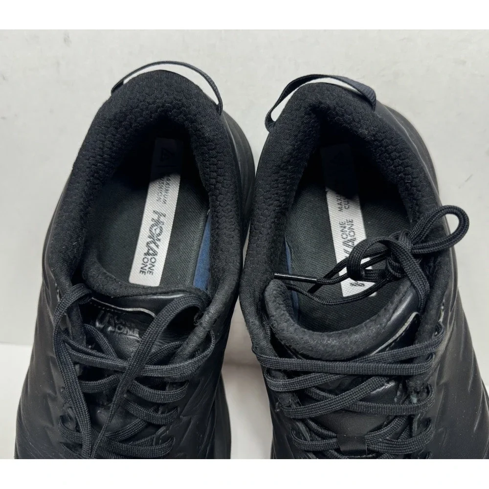 Hoka One One Bondi SR Wide Men's Size 10.5 2E Black Leather Work Shoes Non Slip